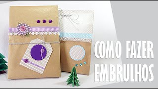 Como embrulhar Presentes em Papel Kraft Papel Pardo  2 ideias â™¥ DIY [upl. by Pitzer453]