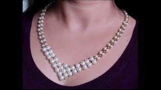 How to make a beautiful and easy pearl necklace [upl. by Aztin]