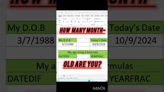Master the DATEDIF Function Calculate Months in Excel excelshorts exceltips shorts datedif [upl. by Kcirderfla]