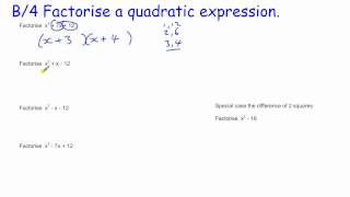 GCSE Core Maths Skills revision B4 Factorising quadratics expressions [upl. by Loydie525]