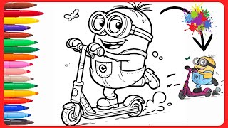 Coloriage Minion en Trottinette 🛴  Dessin à colorier pour enfants [upl. by Ormand]