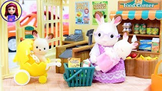 Sylvanian Families Calico Critters Grocery Market Setup amp Silly Play [upl. by Porte]