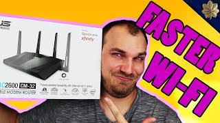 STOP PAYING MODEM RENTAL FEES  Asus CM32 AC2600 Modem Router Review [upl. by Einaffit]