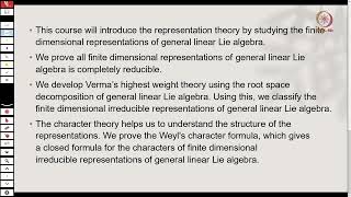 INTRO Representation Theory of General Linear Lie Algebra [upl. by Yeznil]