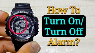 How To Turn On  Turn Off Alarm  4 Buttons Digital Sport Watch Alarm Setting [upl. by Rosabel]