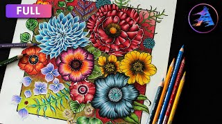 How to color different Flowers  WORLD OF FLOWERS by Johanna Basford  Prismacolor colored pencils [upl. by Nnyw]