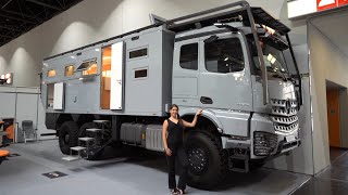 Leben im XXL Luxus Wohnmobil Krug Mercedes Arocs 6x6 2022 Dachterrasse Designküche Quadbühne [upl. by Ynafets]