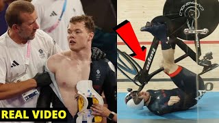 WATCH Jack Carlin crashed in the mens keirin final at Olympics 2024  Jack Carlin Crashed Video [upl. by Rhines]