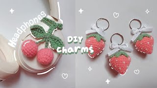 ♡ Crochet Cherry amp Strawberry KeychainsCharms Tutorial  Fast amp Easy ♡ [upl. by Verlie]