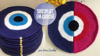 SOUSPLAT DE CROCHÊ OLHO GREGO COMO FAZER AUMENTOS NO CROCHE REDONDOtutorial [upl. by Gallard]