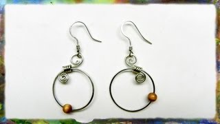 How to Make Silver Wire Spiral Earrings with Blue Beads [upl. by Rotce]