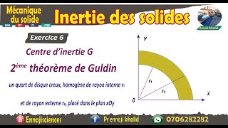 Centre d’inertie G un quart de disque creux homogène de rayon interne r1 et externe r2 exercice 6 [upl. by Ewald725]