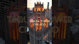 TRIBUNE TOWER CHICAGO  CINEMATIC 4K DRONE  CHICAGO RIVERWALK  MAGNIFICENT MILE [upl. by Aselehc]