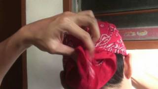 Bandana How to fold and tie as headwear [upl. by Plumbo691]