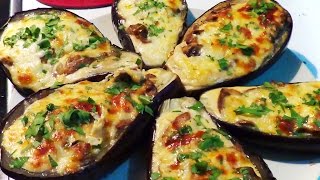 Berenjenas rellenas con champignones y gratinadas al horno [upl. by Nayd]