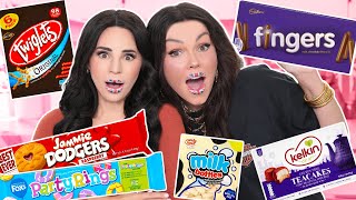 Trying the BEST BRITISH TREATS amp Candy  Part 2  ft Kandee Johnson [upl. by Annil621]