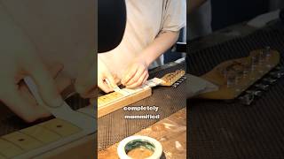 Protecting your maple fretboard before levelling the frets  tips and tricks luthier fretboard [upl. by Julissa]