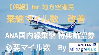 【朗報】for 地方空港民 ANA国内線乗継時の特典航空券必要マイル数 改善！ byユナイテッド航空マイル [upl. by Radferd510]