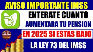 🤑💵Entérate ahora🔔Esto aumentara tu pensión si estas bajo la ley del 73 del IMSS lo tienes que saber [upl. by Nievelt]