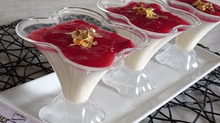 panna Cotta au fraise 🍓تحلية باناكوتا الفراولة ذوق رائع و طريقة جد سهلة [upl. by Znerol885]