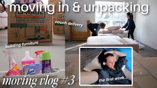 moving in new couch amp bed living room vision building furniture costco 🏡 MOVING VLOG ep 3 [upl. by Diehl366]