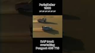 DAF Truck overtaking Peugeot 405 T16 😱 dakar motorsport truck truckdriver racing driving omg [upl. by Sillsby769]