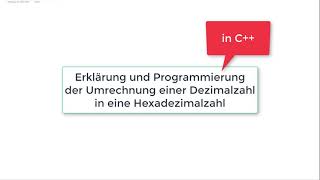 C Umrechnung Dezimal in Hexadezimal  Erklärung und Programmierung [upl. by Anauqcaj]