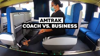 Amtrak Coach Class VS Business Class Seat [upl. by Alyakcm864]