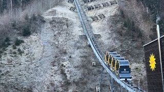 Steepest funicular railway in the World 110 gradient Stoosbahn  Switzerland [upl. by Dat997]