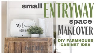 Entryway Makeover  Farmhouse Style Cabinet  DIY Barnwood cupboard  Small Entryway Idea [upl. by Namad]