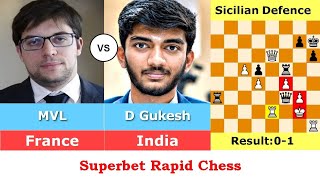 Chess Game Maxime VachierLagrave France vs D Gukesh India  Superbet Rapid Chess  Result 01 [upl. by Seppala]