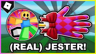 How to ACTUALLY get Jester Glove  quotNow You See Mequot BADGE in SLAP BATTLES ROBLOX [upl. by Yddet]