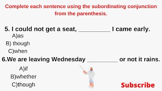 Subordinating Conjunctions Grammar quiz [upl. by Goodrich]