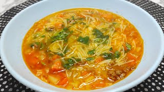 Sadə və Çox Ləzzətli Vermeşil Supu Vermeşil Supunun Hazırlanması Homemade Easy Vermicelli Soup [upl. by Lalo]