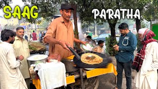 LOW BUDGET BREAKFAST IN LAHORE BILA SAAG PARATHA  BHATI GATE ANDROON LAHORE [upl. by Cathi]