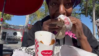 Checkers Mukbang Bacan cheese burger season fries and a large coke [upl. by Artema]