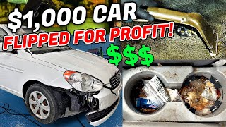 Flipping This 1000 Hyundai Accent For Profit  Side Hustle Disgusting Car Detailing Restoration [upl. by Ahk]