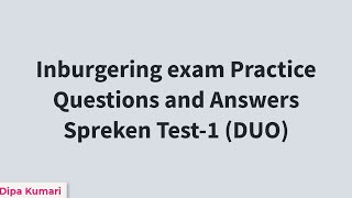 Spreken exam Practice Questions and Answers  Preparation of Spreken Test1 DUO Inburgering exam [upl. by Northington]