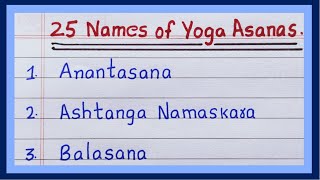 Names of Yoga Asanas  Yoga Asanas names in English  10  20  25 Yoga Asana names [upl. by Niel462]