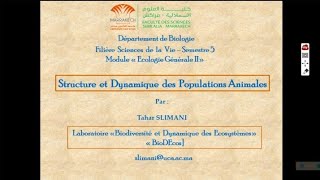 ecologie générale 2 svi s5 structure et dynamique des populations Animales séance 1 [upl. by Cioban]