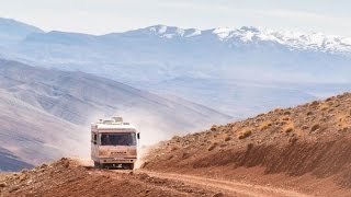 Two classic Hymers cross the R704 over the High Atlas in Morocco  March 2017 [upl. by Urbas]