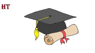 How to draw a graduation cap easy for beginners [upl. by Deadman]