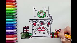 🎨DIBUJA Y PINTA CONMIGO🎨 ESTA ACOGEDORA CHIMENEA NAVIDEÑA 🎅🎄PINTA CONMIGO LA NAVIDAD 🎄 [upl. by Gievlos]