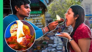 Exotic Indian Street Food Tour in Delhi India Crazy FLAMING FIRE PAAN [upl. by Doreg]