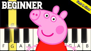 Peppa Pig Theme Song  Fast and Slow Piano tutorial  Beginner [upl. by Lorie]