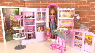 Barbie Supermarché Déballage Barbie Supermarket Grocery Store [upl. by Alik]