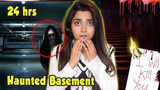 Living in a HAUNTED BASEMENT for 24 hours  Biggest mistake😱😨 [upl. by Oregolac]