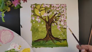 Schilderen met acrylverf  Magnolia boom [upl. by Irfan]