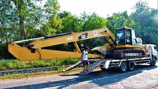 CAT 320D L Long Reach Excavator Transport By Self Loader Truck Isuzu Giga FVZ 285PS [upl. by Siulegroj]