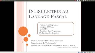 Cours 02  Introduction au Langage PASCAL [upl. by Juliane]